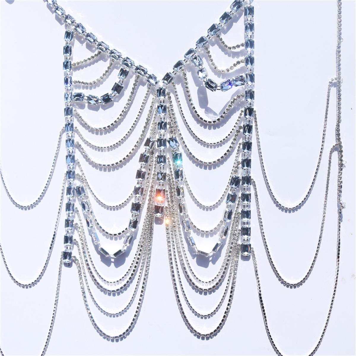 Rhinestone Bikini Breast Chain, Stylish Multi-Layer Crystal Breast Chain, Sexy Luxury Rhinestone Body Chain Accessories