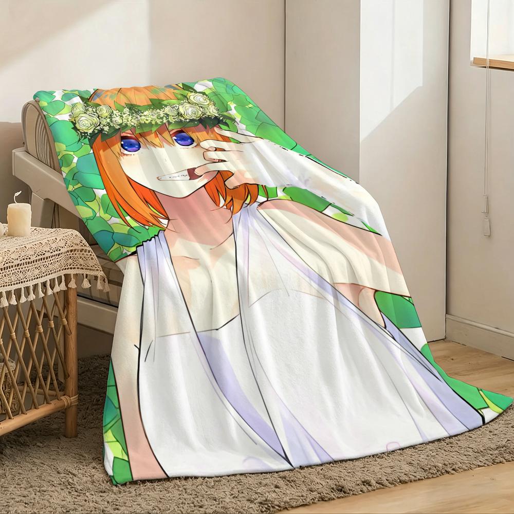 The Q-Quintessential Quintuplets Throw Lightweight 240G Flannel Blanket Soft Skin-Friendly For Summer Cooling