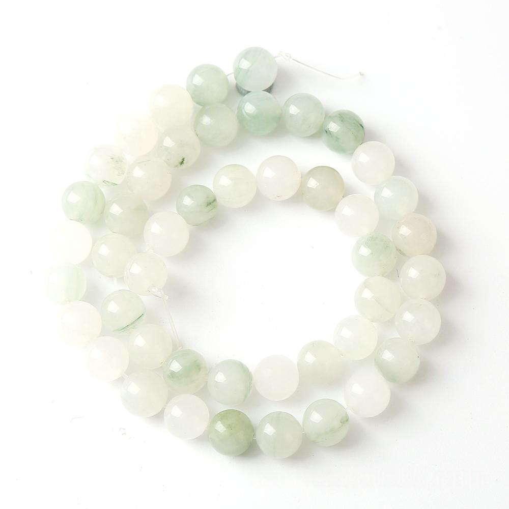 Jades Verdes Tianshan Cuentas de Piedra Natural Hebra de 15" Cuentas Espaciadoras Lisas Sueltas 4/6/8/10/12mm para Fabricación de Joyería DIY Accesorios para Pulseras