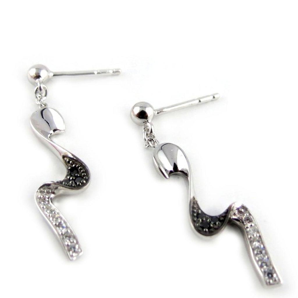 Altesse [K9441] - Silver Earrings 'Scarlett' Black White