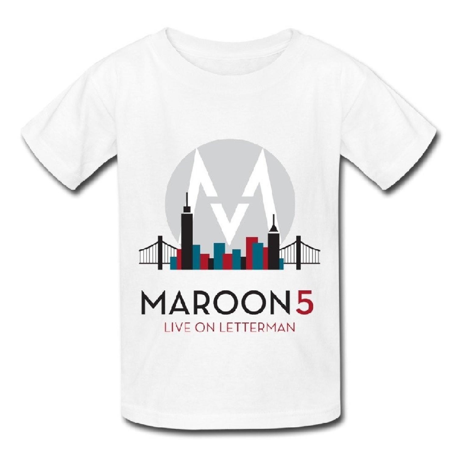 Rock And Pop Band Maroon 5 Tour 2015 Fan Logo T Shirt For Big Boys  Girls  White S