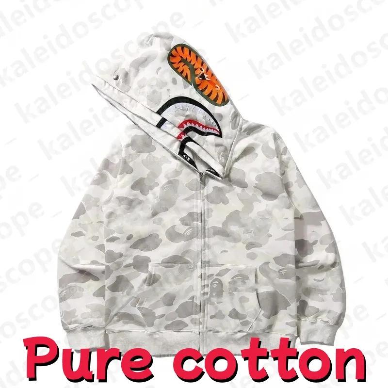 In-Stock Luminous Shark Head Camouflage Double Hood Sweatshirt - Unisex Fleece-Lined Autumn/Winter Outerwear