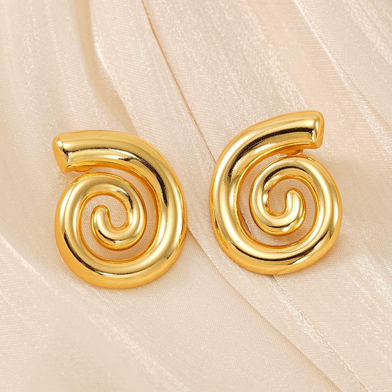 Minimalist Metal Spiral Earrings: Unique European & American Design, Women's Niche Style, Advanced Temperament Ear Studs.