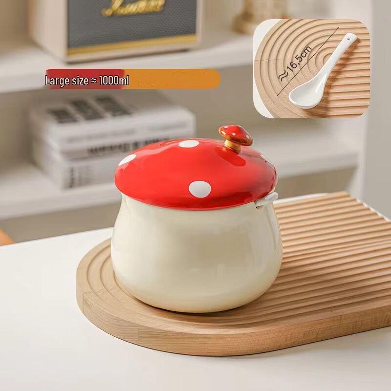 Ceramic Lard Storage Jar with Spoon