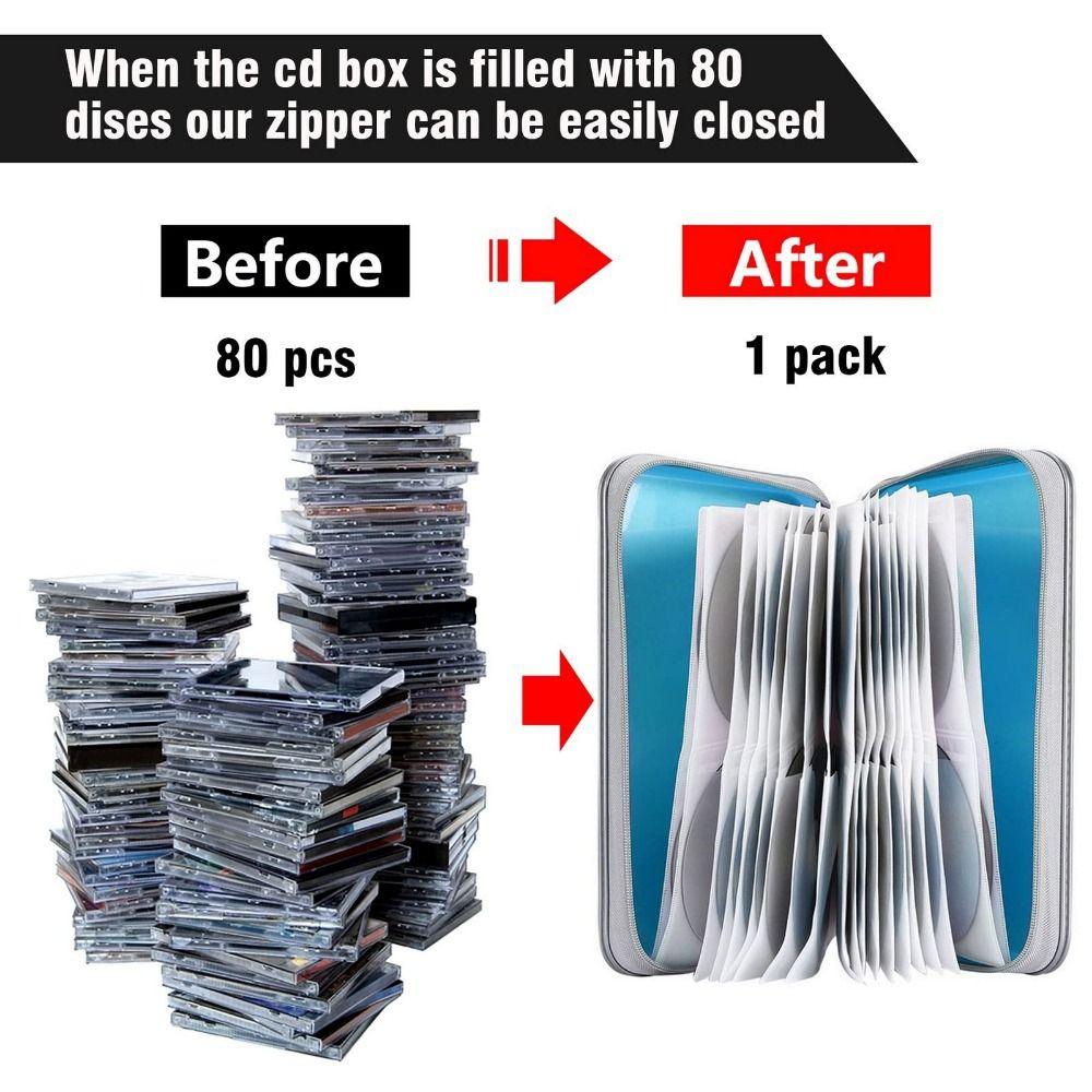 Hard Plastic CD Case Holder 80 Capacity CD Case Wallet Media Storage Box DVD Case  CD/DVD Album