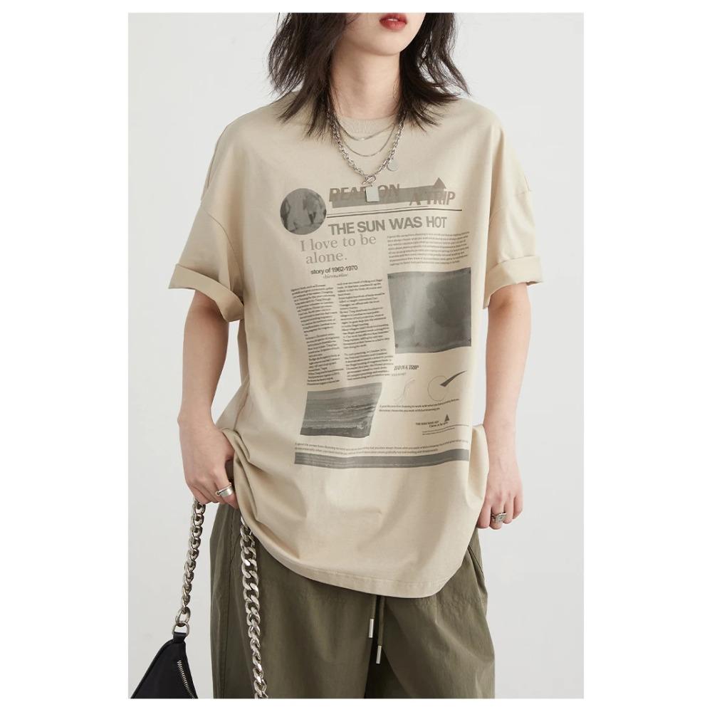 

CHIC VEN Fashion Women Tees Loose Casual Graphic and Letter Printed Short Sleeve T-Shirts Crew Neck Ladies Tops Summer 2026 S