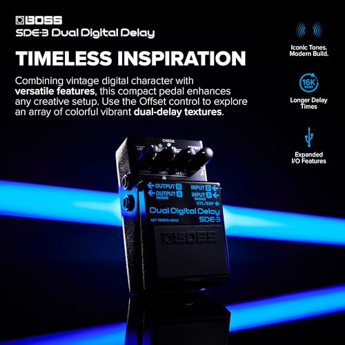 BOSS SDE-3 Dual Digital Delay Pedal | Authentic Roland SDE-3000 Sound | Compact Pedal | Versatile Modern Features | Long Delay Time (Up To 1600 Ms) |