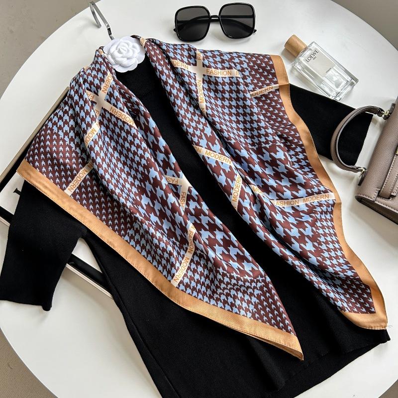 

Декоративный простой шелковый шарф с текстурой, женский новый стиль, весна-осень-лето, модный универсальный платок для работы 70*70cm