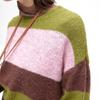 Women's Loose Fit Color Block Striped Knit Pullover