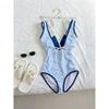 Y2k Blue & White Striped One-Piece Swimsuit Women Beach Style Slim Fit Vacation Sexy Hot Girl Elegant Swimwear Vacation Summer