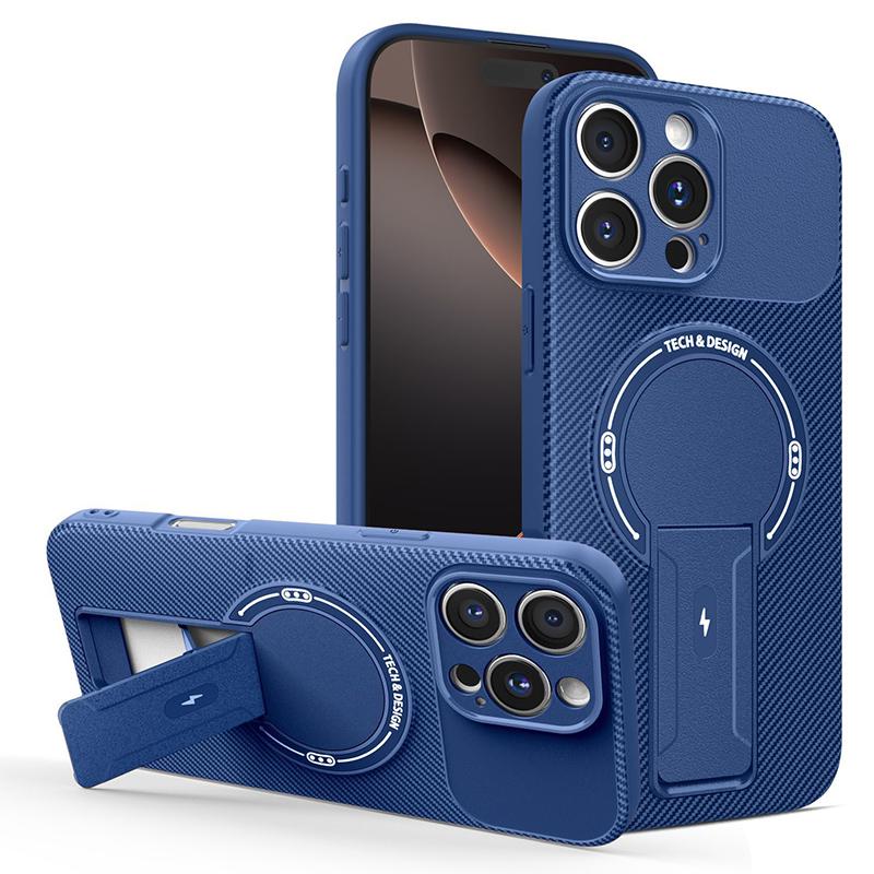 For Iphone 12 Carbon Fiber Magnetic Soft Phone Case For Iphone 12 Pro Max Kickstand Shockproof Mobile Back Cover Coque 12 Pro