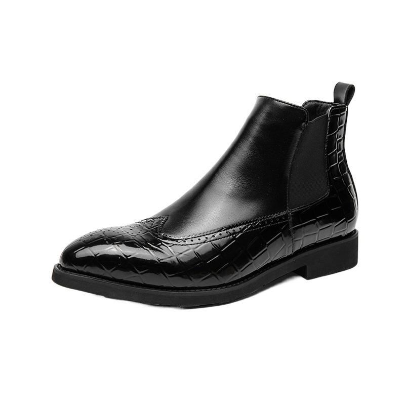 Men's shoes autumn and winter Chelsea boots Brock leather shoes men's British Martin boots men's foreign trade large size medium help men's boots