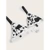 Cow Print Hollow Out Chain Detail Sexy Lingerie Set Choker Bra Panties Corset Combo Outfit Sexy Innerwear