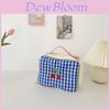 Stylish Korean Children's Crossbody Bag Versatile Checkered Design Lightweight Cotton Fabric