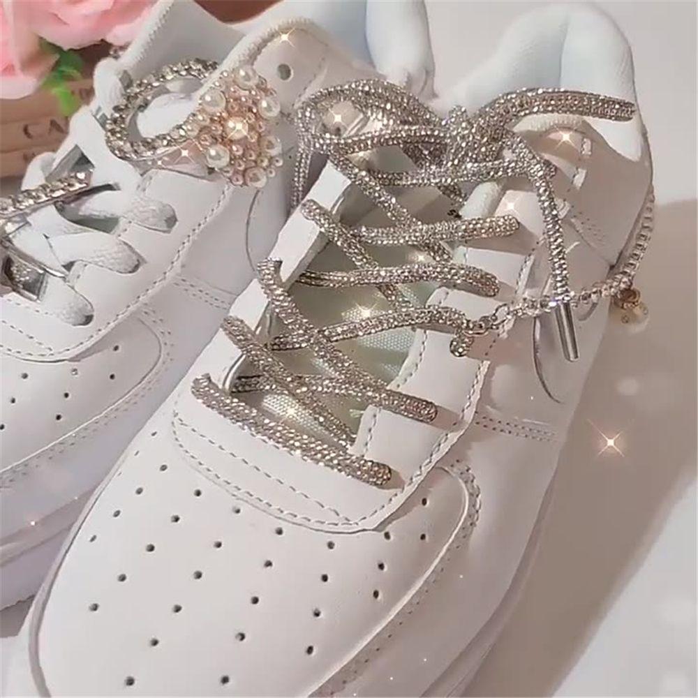 1PC Luxury Drawstring Cross Braiding Strap Shoe Laces Bright Strings Rhinestone ShoeLaces Sneakers Laces