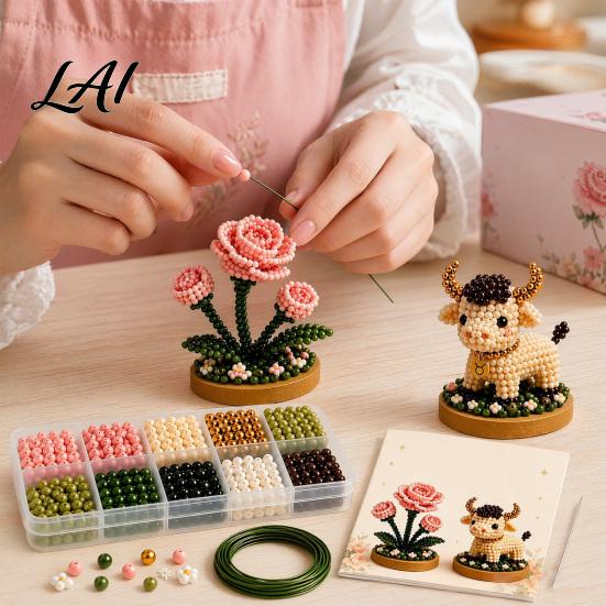 Handmade Zodiac Flower 12 Signs Bead Craft Kit DIY Beaded Garden 3D Astrology Kit with Pre-Sorted Beads Tools Project for Beginners Adults Teens