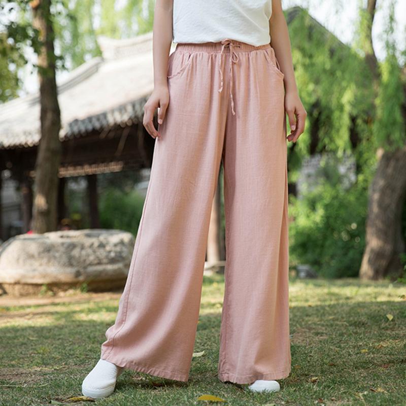 Vintage Yoga Clothes Cotton Linen Women High Waist Pants Baggy Loose Large Oversized Size Women's Cargo Trousers Wide Leg