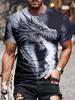 New Summer Daily Casual Men's Tops Street Fashion Dragon And Skull Printed Men's T-shirt Outdoor Sports Light  Mens Tee