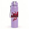1PC Red winged horse creature print 750ml colorful plastic sports water bottle leakproof pop up lid with straw for outdoor work home use