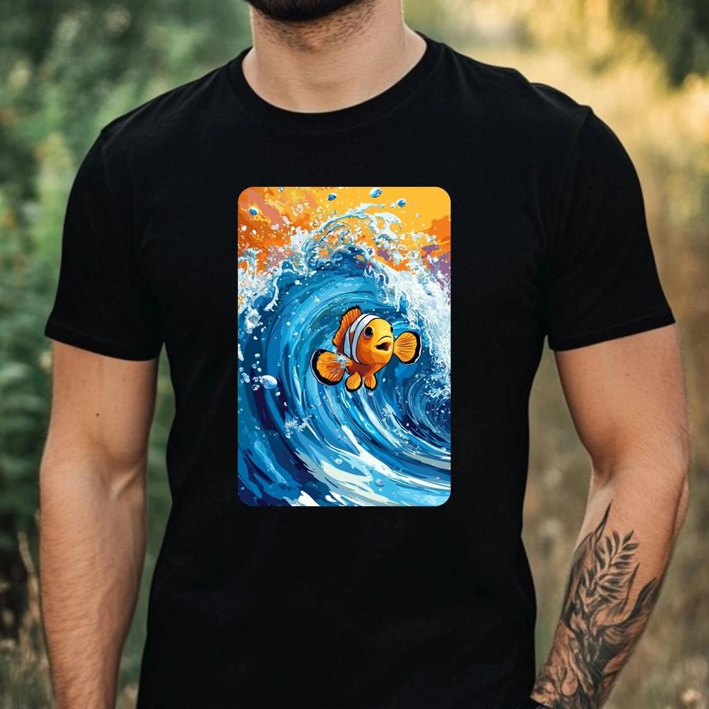 T-Shirt Herren Clownfisch Motiv Baumwolle Größe XS bis 5XL