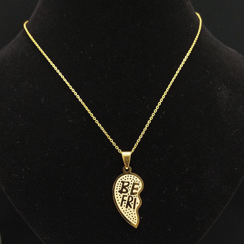 2 PCS Heart Best Friend Stainless Steel Necklace for Women Men Gold/Silver Color Friendship Chain BFF Jewelry Cadenas Mujer N721