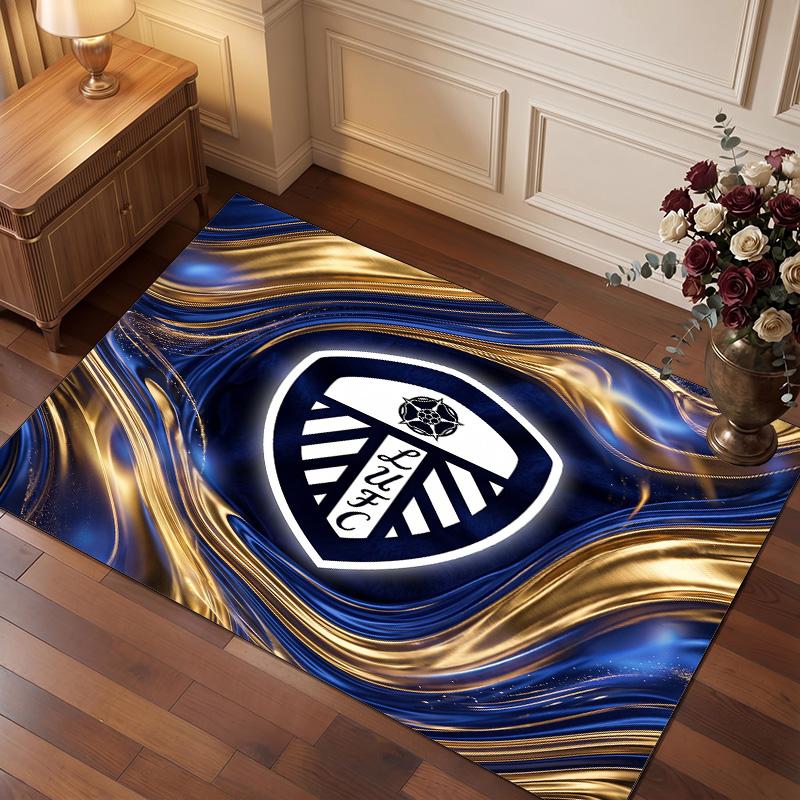 Tappeto in Velluto di Cristallo con Stampa del Leeds United Football, Comodo Assorbente d'Acqua Antiscivolo Tappeto per Pavimenti Interni