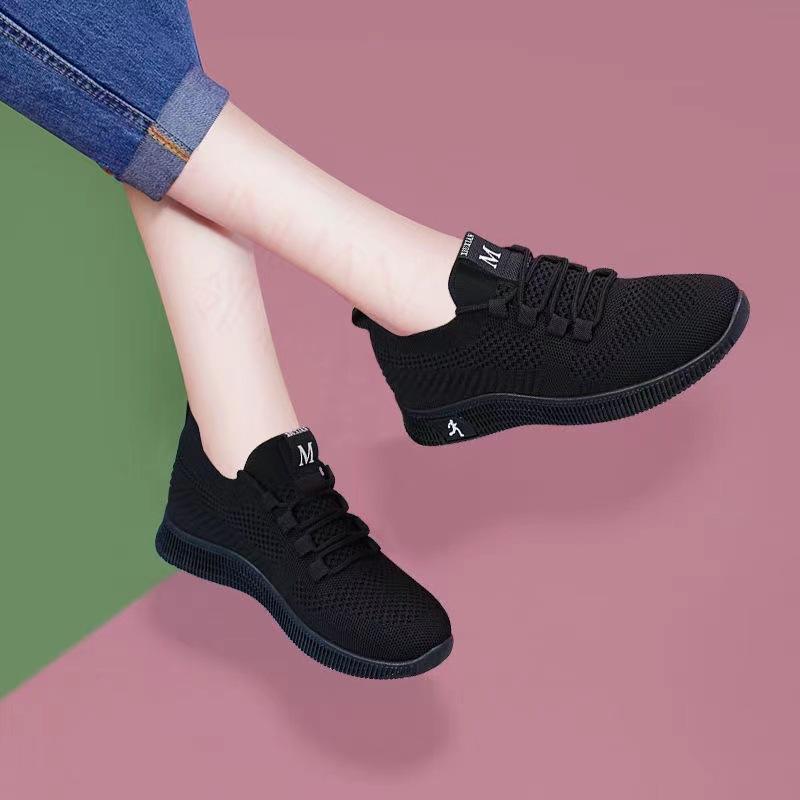 Casual women's shoes breathable sneakers soft-soled dance fly-woven small red shoes festive shoes