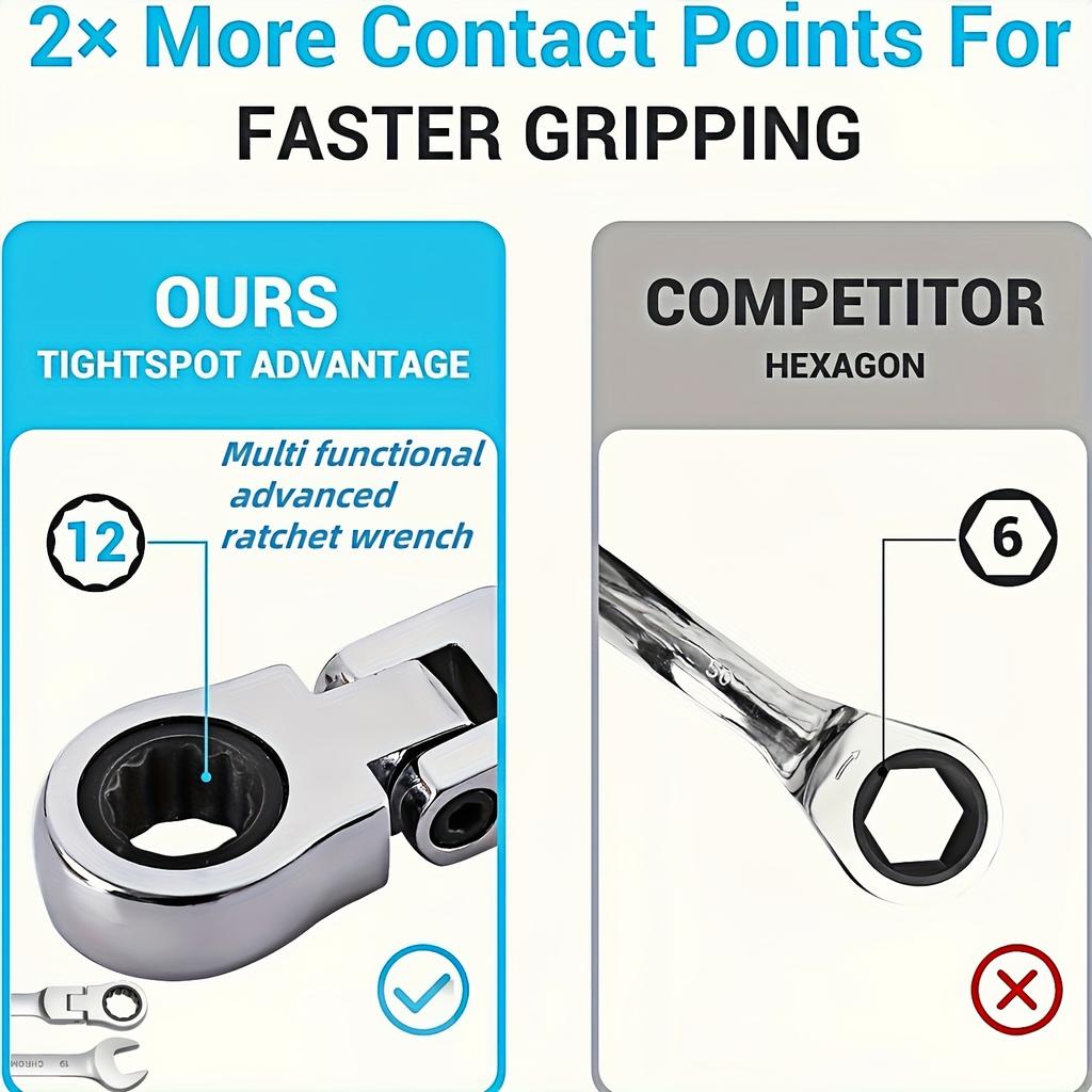 Multi-Function Ratchet Wrench 9mm, Two-Way Torque Industrial Grade 72-Tooth Design, Suitable for Various Equipment, Home Improvement Tools, Cars