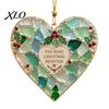 Festive Party Decor 2Pcs Sea Glass Christmas Ornament, Seaglass Heart Bird Angel Tree Star Holiday Supplies Snowman Pendant, Handmade Xmas Hanging