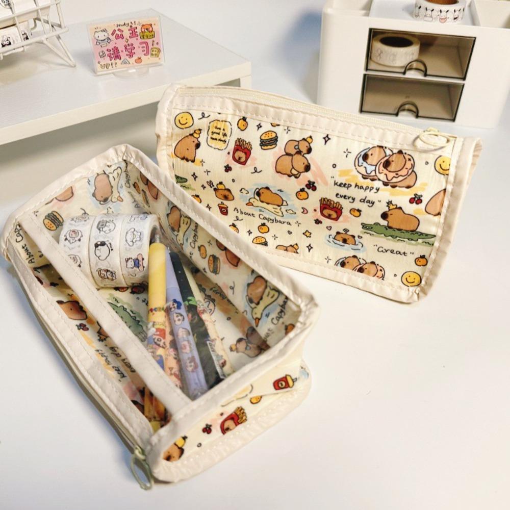 Multifunctional Capybara Pencil Case Large-capacity Transparent Pen Bag  Stationery