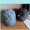 Star Sequin Pattern Cotton Beret Cap With Short Brim For Casual Outdoor Hat