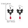 Gothic Vampire Bat Earrings For Women Vintage Red  Water Drop Pendant Earring Halloween Pagan Witch Ear Jewelry Gift