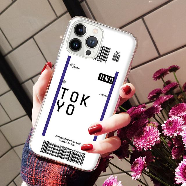 

Чехол для телефона для Iphone 14 13 12 11 Pro Max Xs Xr X 12mini 14 Plus авиабилет США Лондон Токио чехол для телефона Funda Capa Cell iPhone 13ProMax