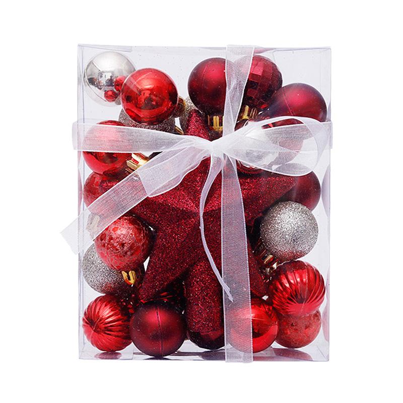 30pcs/set Christmas Bauble Balls Pendant Xmas Tree Hanging Ornament Star Topper Noel Navidad Decoration for Home New Year Gift