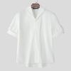 INCERUN Oversized Men Lapel Neck Short Sleeve Buttons Up Casual Loose Shirts