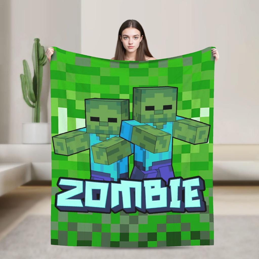 Knitted Blankets My M-Miners Flannel Lightweight Thin Throw Blanket Creepin It Real Pixel Game Crafts for Bedroom Sofa Bedspread