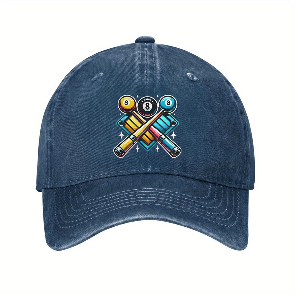 Billiard Pool Balls Cues Baseball Cap Adjustable Cotton Casual Outdoor Unisex Cap