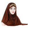 Sofort-Hijab Jersey-Hijabs Für Frauen Kreuz Stirn Pailletten-Turban Muslimische Frauen Hijab-Schal Türkischer Baumwoll-Hijab Für Frauen