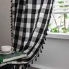 Cotton Linen American Plaid CurtainThick with Tassels Curtains for Living Room Drape Kitchen Valance for The Luxury Living Room