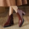 French Retro Pointed Toe Chunky Heel Ankle Boots for Women - Soft Leather, Thick Sole, Nude High Heel, Short Shaft, Autumn Style.
