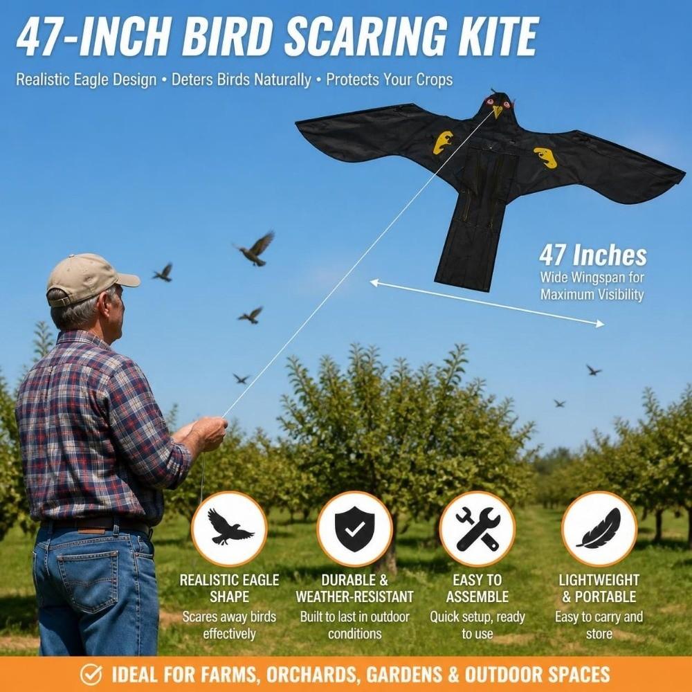 3D Realistic Hawk Bird Kite Frightening Bird Repellent Eagle Kite Bird Scarer Kite Garden