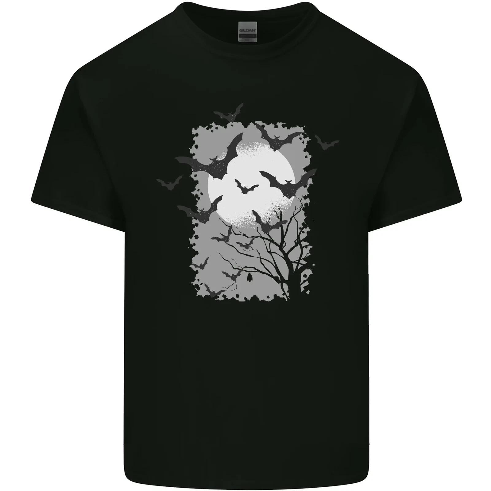 A Bat Landscape with a Full Moon Halloween Kids T-Shirt Childrens S