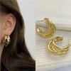 Smooth Round Chunky Hoop Earrings for Women Girls Gold Color Wide Thick Geometric Metal Statement Earrings Vintage Jewelry Gift
