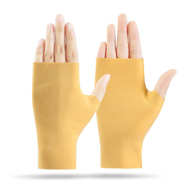 

German velvet half palm exposed finger warm gloves autumn and winter thin men and women elastic driving typing touch screen Practical Use average size