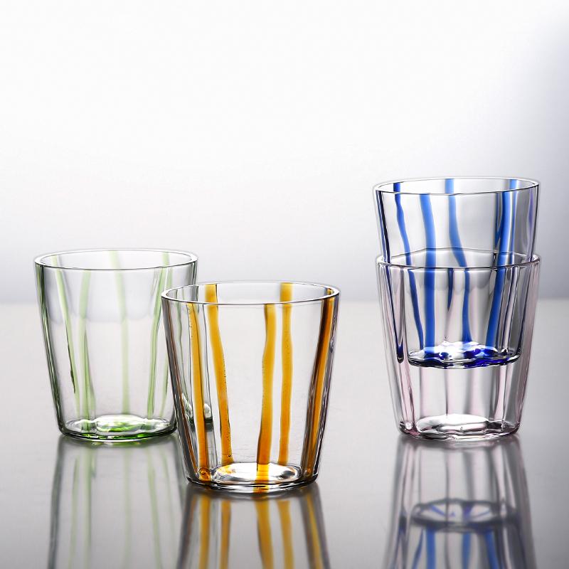 Colorful Striped Heat-resistant Glass Cup High Borosilicate High Temperature Drinking Water Cup Minimalist Cold Drink Juice Cup