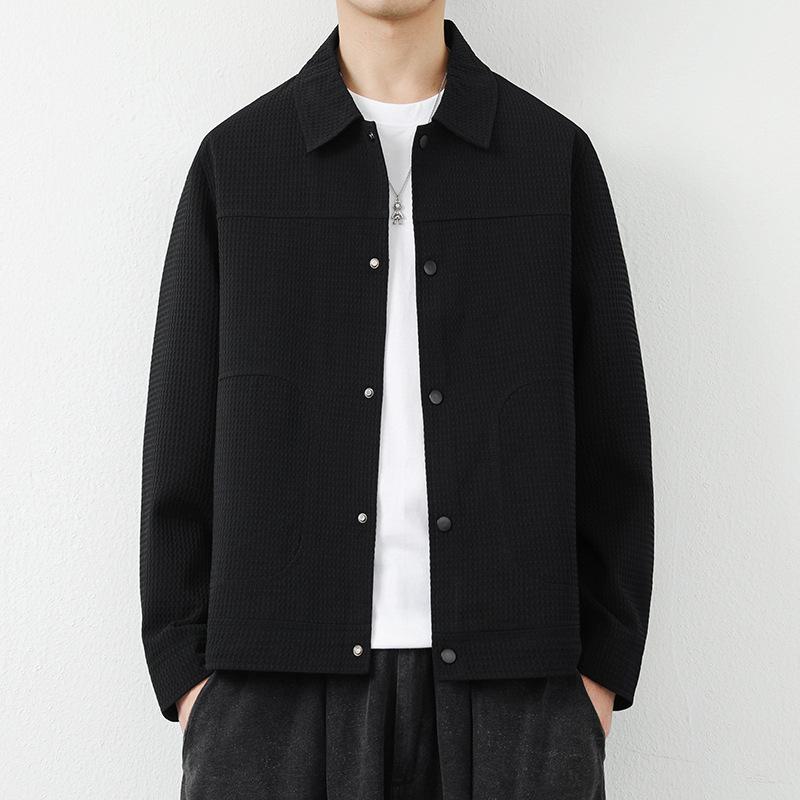 Men's Jacket Autumn and Winter Simple Lapel Solid Color Trendy Fashion Coat Casual Top Trendy Brand Loose Men's Clothing