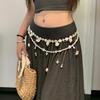 Elegant Double Layer Seashell Waist Chain Conch Pendant Belly Chain Ocean Themed Body Chain  Women