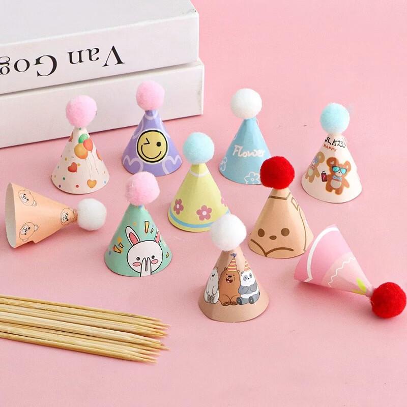 Qunrong Mini Hat Birthday Cake Topper Set