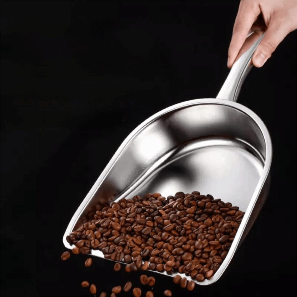 Large Capacity Flour Scoop Wide Opening Food Shovel Stainless Steel Ice Cube Shovel Popcorn