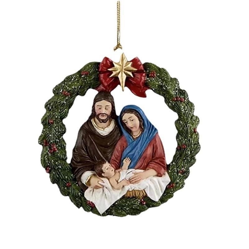Elegant Acrylic Jesus Birth Christmas Tree Ornament For Home Decor And Rearview Mirror